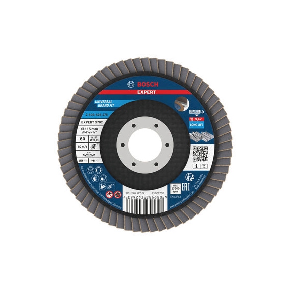 BOSCH EXPERT X782 flap disc angled 115 mm K60 22,23 mm 2608626275 - EXPERT X782 flap disc angled
