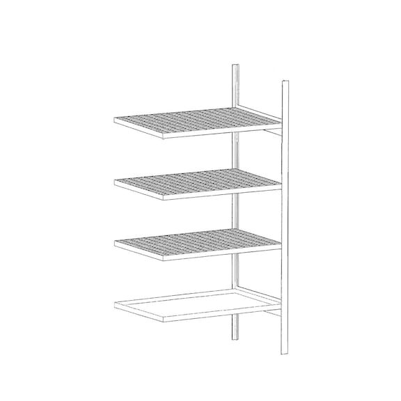 BAUER S&Uuml;DLOHN Anbauregal HxBxT 2000x1000x600 mm bestehend aus 3 Gitterrostb&ouml;den 30 l - Kleingebinderegal