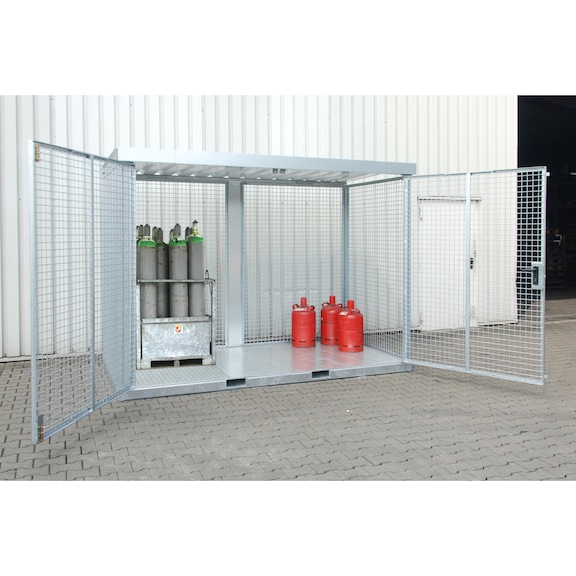 BAUER S&Uuml;DLOHN Gaz t&uuml;p&uuml; konteyneri, 3135 x 1570 x 2260 mm, baklavalı kalın saclı zemin ile - Tavan ve tabanlı gaz t&uuml;p&uuml; konteyneri