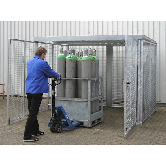 BAUER S&Uuml;DLOHN BAUER gasflescontainer GFC-M 5/D-DF LxBxH 3100x2100x2160 mm met deksel - Gasflescontainer met dak, met dubbele vleugeldeur