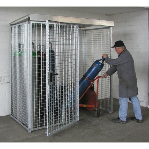 BAUER S&Uuml;DLOHN Gasflaschen-Container Typ GFC-M 1/D LxBxH 2100x1085x2160 mm Dach verzinkt - Gasflaschencontainer mit Dach, mit Einfl&uuml;gelt&uuml;re