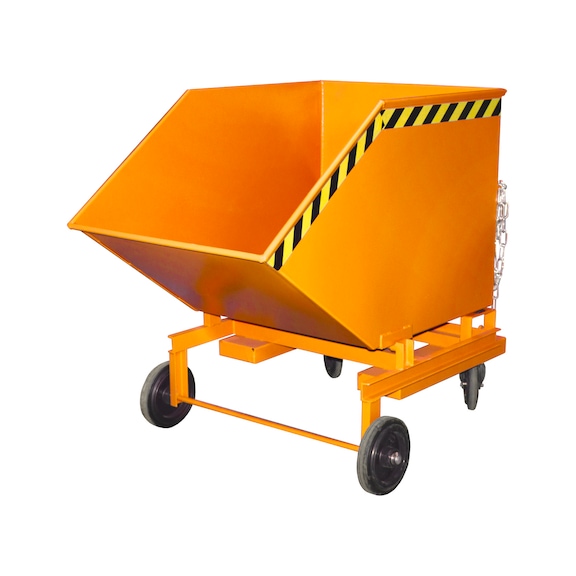 BAUER S&Uuml;DLOHN Box trolley, chip version, 600 l, perf metal insert, drain valve, 4 wheels - Swarf containers, manual tipping