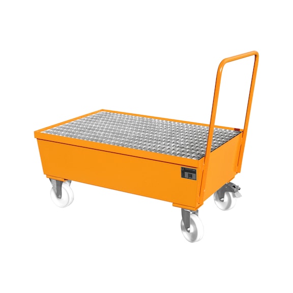 BAUER S&Uuml;DLOHN Mobile collection tray 200 l, 1,200 x 800 x 570 mm RAL 2000 - Mobile collection tray for 200-l drums - particularly robust