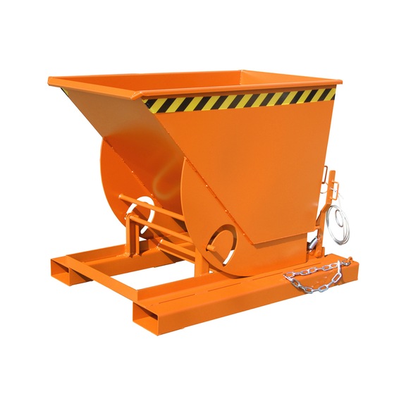 BAUER S&Uuml;DLOHN Billenthető tart&aacute;ly, t&eacute;rfogat 0,5 m&sup3;, HxSzxMa 1420x1008x1070 mm - Billenthető tart&aacute;ly leg&ouml;rd&iacute;tő lerak&oacute;-mechanizmussal—kedvező s&uacute;lypont