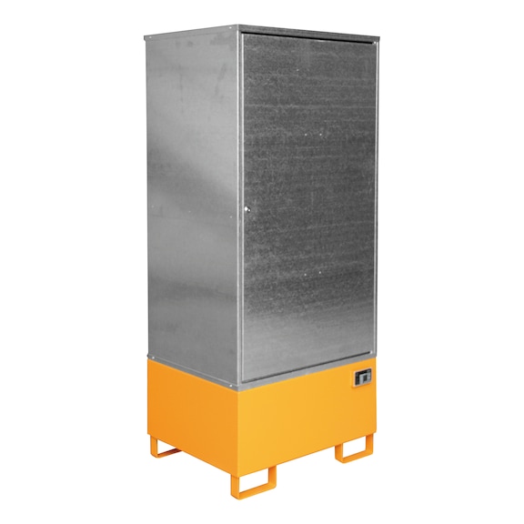 BAUER S&Uuml;DLOHN 危险材料柜，用于存放 1 个 200 升的桶，840x690x1,930 mm，收集容量 200 L，RAL 2000 - 用于 200 升 桶的危险材料橱柜