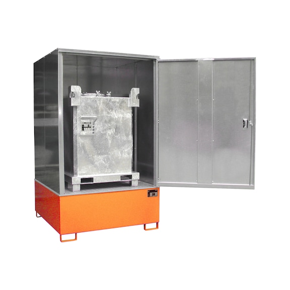 BAUER S&Uuml;DLOHN BAUER gevaarstoffenkast 1x1000 IBC 1475x1490x1800 mm opvangvolume 1000L RAL 2000 - Veiligheidskast gevaarlijke stoffen voor IBC-containers