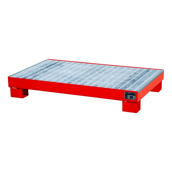 BAUER S&Uuml;DLOHN Collection tray RAL 3000 flame red for 6 drums 60 L LxWxH 800x1,300x205 mm - Collection tray for 60-litre drums