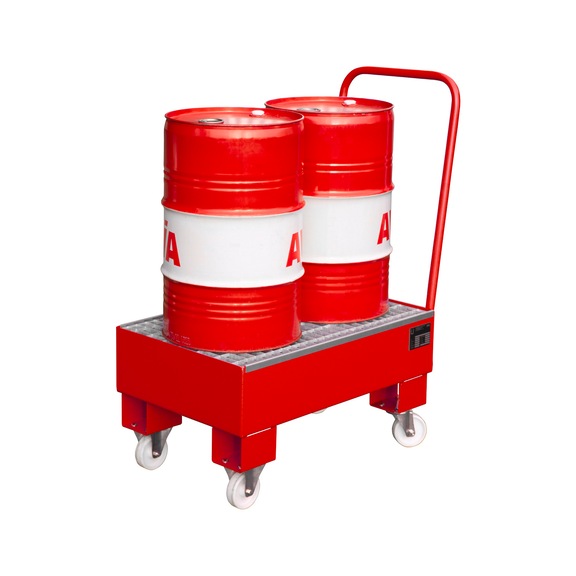 BAUER S&Uuml;DLOHN Bac de r&eacute;cup&eacute;ration, 60 litres, 800x500x415 mm, mobile, RAL 3000 - Bac de r&eacute;cup&eacute;ration mobile pour f&ucirc;ts de 60&nbsp;l