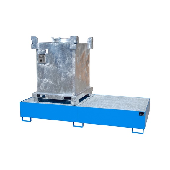 BAUER S&Uuml;DLOHN Стоманена тава за съхранение за 2x IBC ДxШxВ 2650x1300x435mm RAL 5012 светлосиня - Тава за съхранение от стомана