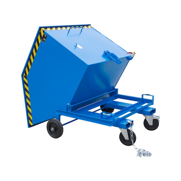 BAUER S&Uuml;DLOHN Chariot &agrave; copeaux 1 000 l, insert t&ocirc;le perfor&eacute;e+bonde &eacute;vac, RAL 5012 - Conteneurs de copeaux, basculement manuel