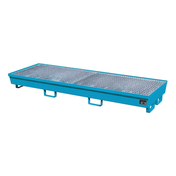 BAUER S&Uuml;DLOHN Bac de r&eacute;cup&eacute;ration avec caillebotis LxlxH 2400x800x285 mm RAL 5012 bleu clair - Bac de r&eacute;cup&eacute;ration pour f&ucirc;ts de 200&nbsp;l