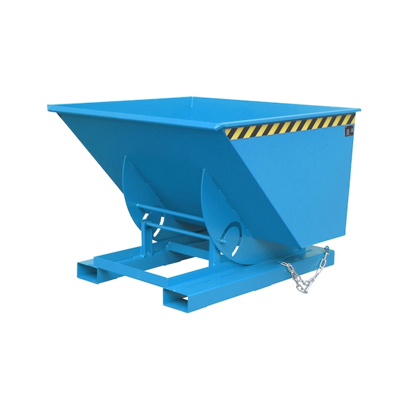 BAUER S&Uuml;DLOHN Tilt. container cap. 100 m3 LxWxH 1,420x1,560x1,070 mm RAL 5012 light blue - Tilting container with roll-off mechanism—favourable load centre