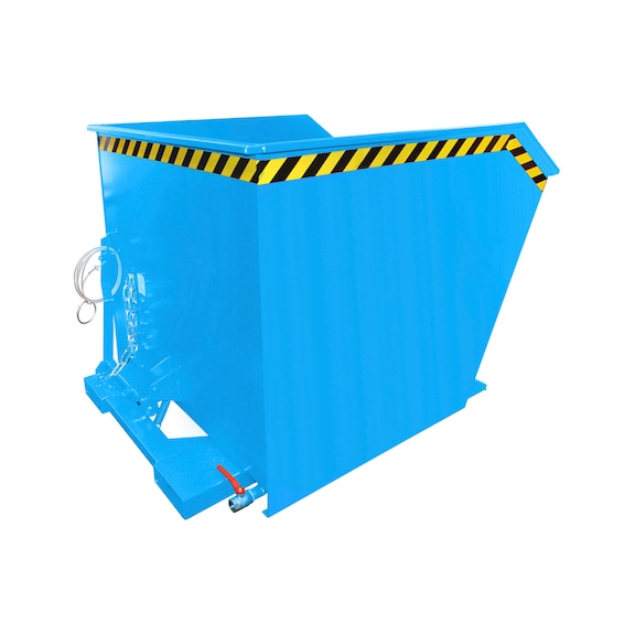 BAUER S&Uuml;DLOHN Chip container cap. 100 m3 LxWxH 1,640x1,280x780 mm RAL 5012 light blue - Swarf containers, tip from the forklift operator's seat