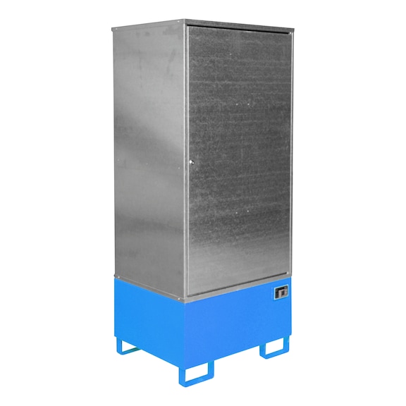 BAUER S&Uuml;DLOHN 1 x 200 varil i&ccedil;in tehl. md. dolabı, 840x690x1930 mm, top. hacmi 200 l, RAL 5012 - 200 l'lik variller i&ccedil;in tehlikeli madde dolabı