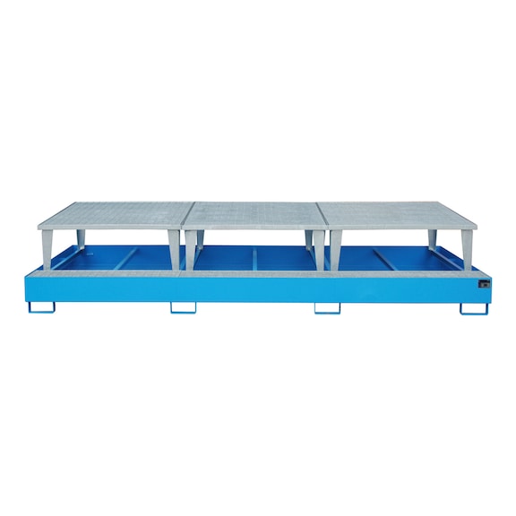 BAUER S&Uuml;DLOHN Bac r&eacute;cup. acier + acc. (3 IBC) LxlxH 3 850x1 460x780 mm, RAL 5012 bleu clair - Bac de r&eacute;cup&eacute;ration pour conteneurs IBC