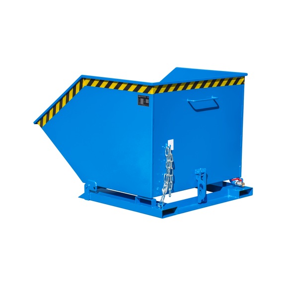 BAUER S&Uuml;DLOHN Vykl. korba na tř&iacute;sky, 1000 l, DxŠxV 1420x1110x980 mm, RAL 5012 sv. modr&aacute; - N&aacute;doby na kovov&eacute; piliny, manu&aacute;ln&iacute; vykl&aacute;pěn&iacute;