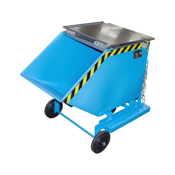 BAUER S&Uuml;DLOHN Forg&aacute;csgyűjtő kocsi, 400 l, HxSz&eacute;xM 1320x900x1090 mm, RAL 5012 vil&aacute;gosk&eacute;k - Tart&aacute;lykocsi kerekekkel—padl&oacute;szinten &uuml;r&iacute;thető opci&oacute;val