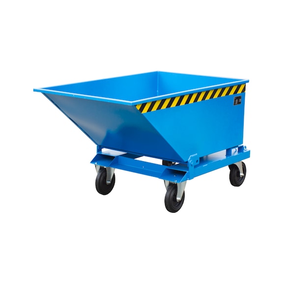 BAUER S&Uuml;DLOHN Volquete de 400 litros, bajo LxAnxAlt 1430 x 840 x 605 mm RAL 5012 azul claro - Volquete, con opci&oacute;n de vaciado a nivel del suelo