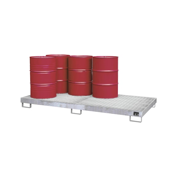 BAUER S&Uuml;DLOHN Bac de r&eacute;cup&eacute;ration avec caillebotis LxlxH 2650x1300x210 mm, zingu&eacute; galvanis&eacute; - Bac de r&eacute;cup&eacute;ration pour f&ucirc;ts de 200&nbsp;l