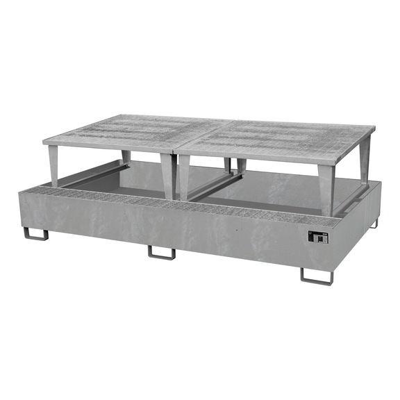 BAUER S&Uuml;DLOHN Stalen opvangbak + opzetstuk (voor 2 IBC) LxBxH 2650 x 1460 x 863 mm, verzinkt - Opvangbak voor IBC-containers