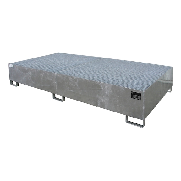 BAUER S&Uuml;DLOHN Стоманена тава за съхранение за 2x IBC ДxШxВ 2650x1300x435 mm галванизирана - Тава за съхранение от стомана