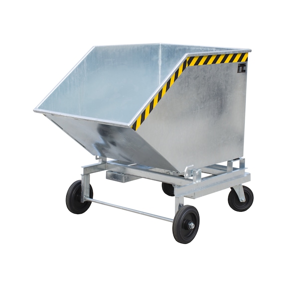 BAUER S&Uuml;DLOHN Brouette basculante zingu&eacute;e 600 L, LxlxH, 1 400 x 1 070 x 1 220 mm - Chariot-caisse, sur roues - avec option de vidange au niveau du sol