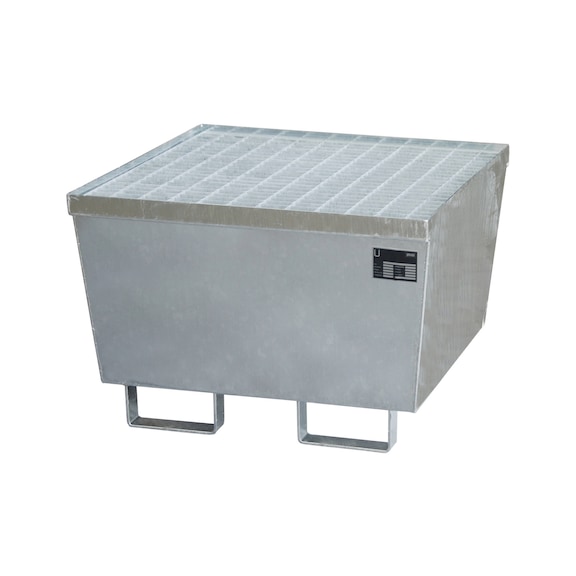 BAUER S&Uuml;DLOHN Cubeta colectora con rejilla L. &times; An. &times; Alto 800 &times; 800 &times; 545 mm cincada - Bandeja colectora para bidones de 200&nbsp;l