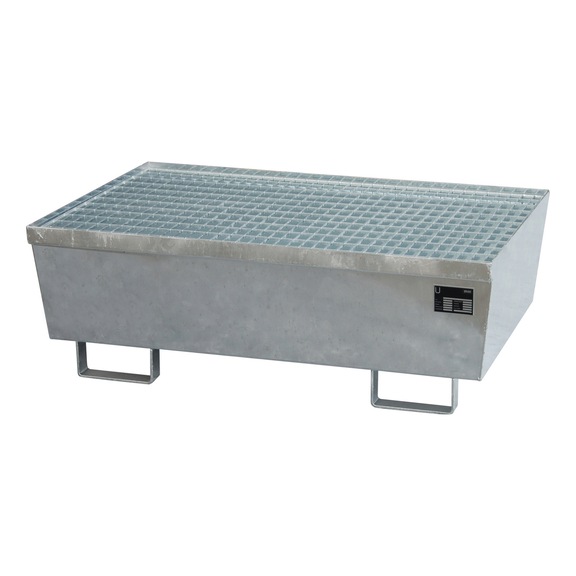 BAUER S&Uuml;DLOHN Bac de r&eacute;cup&eacute;ration avec caillebotis LxlxH 1 200x800x415 mm zingu&eacute; - Bac de r&eacute;cup&eacute;ration pour f&ucirc;ts de 200&nbsp;l