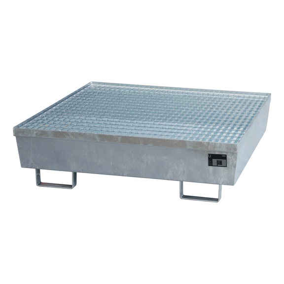 BAUER S&Uuml;DLOHN Bac de r&eacute;cup&eacute;ration avec caillebotis LxlxH 1 200x1 200x335 mm, zingu&eacute; - Bac de r&eacute;cup&eacute;ration pour f&ucirc;ts de 200&nbsp;l