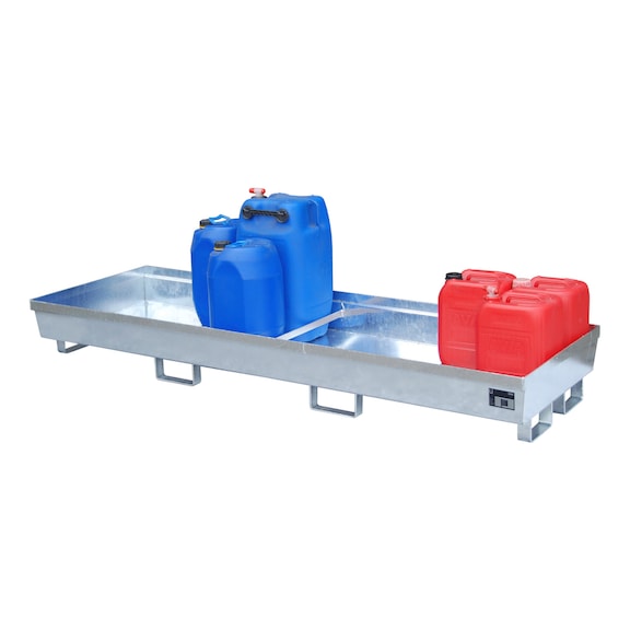 BAUER S&Uuml;DLOHN Cubeta colectora sin rejilla L. &times; An. &times; Alto 2400 &times; 800 &times; 285 mm cincada - Bandeja colectora para bidones de 200&nbsp;l