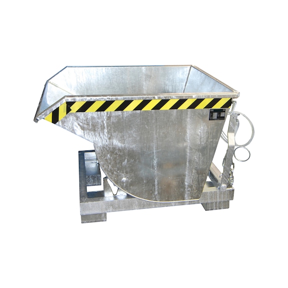 BAUER S&Uuml;DLOHN Billenthető tart&aacute;ly, kapacit&aacute;s 0,30 m&sup3;, HxSz&eacute;xM 1160x820x825 mm, horganyzott - Billenőtart&aacute;ly leg&ouml;rd&iacute;tő lerak&oacute;-mechanizmussal - neh&eacute;z &ouml;mlesztett &aacute;rukhoz