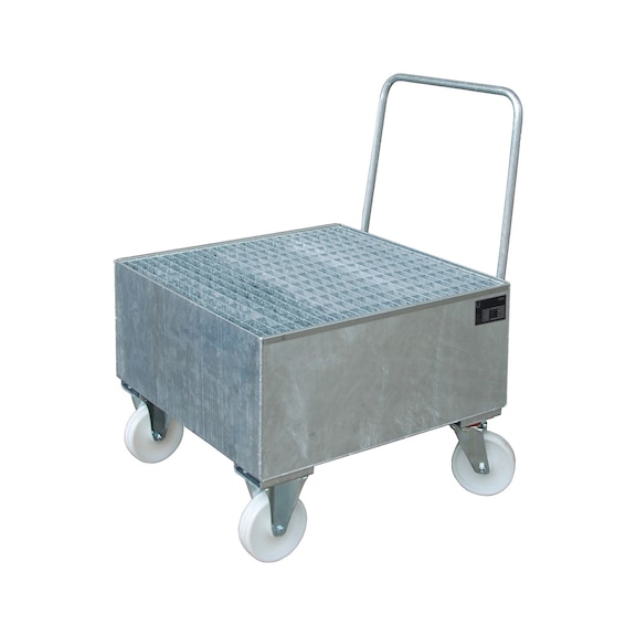 BAUER S&Uuml;DLOHN Auffangwanne 200 Liter 800x800x615 mm fahrbar verzinkt - Fahrbare Auffangwanne f&uuml;r 200 l-F&auml;sser