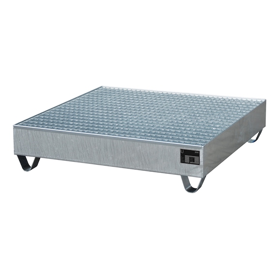 BAUER S&Uuml;DLOHN Bac de r&eacute;cup&eacute;ration acier zingu&eacute;, 4 f&ucirc;ts de 200 l LxlxH 1 200x1 200x285 mm - Bac de r&eacute;cup&eacute;ration pour f&ucirc;ts de 200&nbsp;litres
