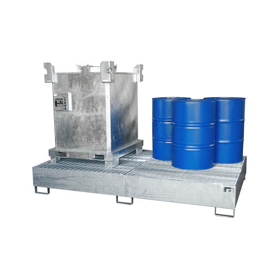 BAUER S&Uuml;DLOHN Стоманена тава за съхр. за 2x IBC/10x200l барабан ДxШxВ 2690x1650x375 mm галв. - Тава за съхранение от стомана
