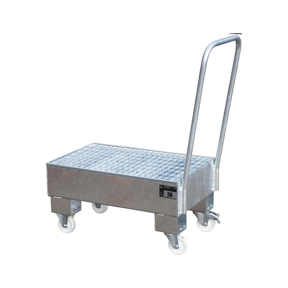 BAUER S&Uuml;DLOHN Opvangbak, 60 liter, 800x500x415 mm, mobiel, verzinkt - Mobiele opvangbak voor vaten van 60 l