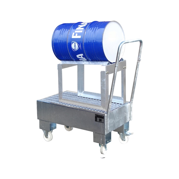 BAUER S&Uuml;DLOHN Toplama kabı, 60 litre, 800x500x415 mm, mobil, varil standı, galvanizli - 60 litrelik variller i&ccedil;in mobil toplama kabı