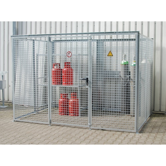 BAUER S&Uuml;DLOHN Conteneur bouteilles gaz type GFC-M 5 LxlxH 3 100x2 100x2 070 mm, ss couv. - Conteneur de bouteilles de gaz sans toit, avec une porte battante
