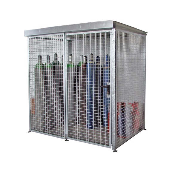 BAUER S&Uuml;DLOHN Gasflaschen-Container Typ GFC-M 2/D LxBxH 2100x1500x2160 mm Dach verzinkt - Gasflaschencontainer mit Dach, mit Einfl&uuml;gelt&uuml;re