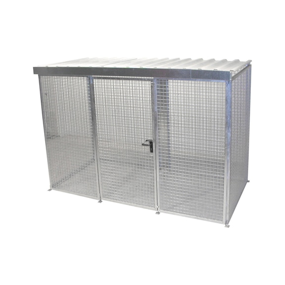 BAUER S&Uuml;DLOHN Gasflaschen-Container Typ GFC-M 4/D LxBxH 3100x1500x2160 mm Dach verzinkt - Gasflaschencontainer mit Dach, mit Einfl&uuml;gelt&uuml;re