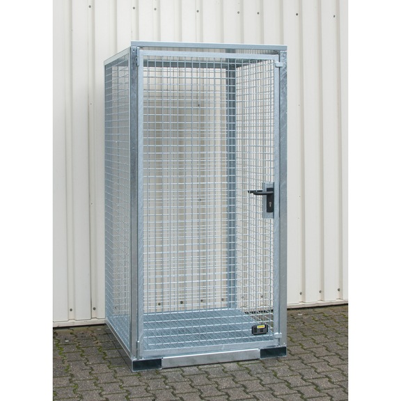 BAUER S&Uuml;DLOHN Gaz t&uuml;p&uuml; konteyneri, 1085 x 1090 x 2115 mm, ızgaralı zemin ile - Tavan ve tabanlı gaz t&uuml;p&uuml; konteyneri