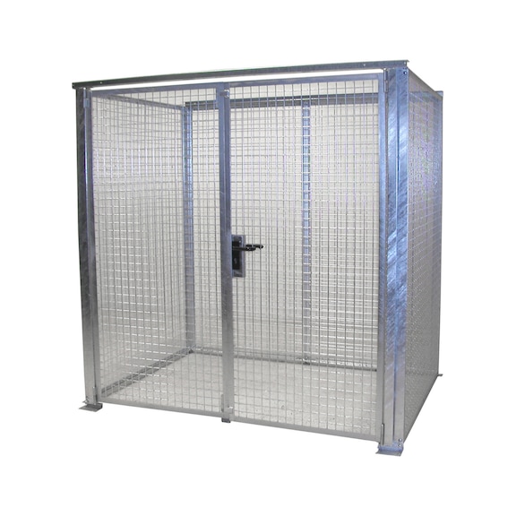 BAUER S&Uuml;DLOHN Gasflaschen-Container Typ GFC-M 2-DF LxBxH 2100x1500x2070 mm - Gasflaschencontainer ohne Dach, mit Doppelfl&uuml;gelt&uuml;re