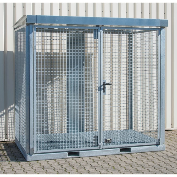 BAUER S&Uuml;DLOHN BAUER gasflescontainer 2535x1575x2260 mm met roosterbodem - Gasflessencontainer met dak en bodem