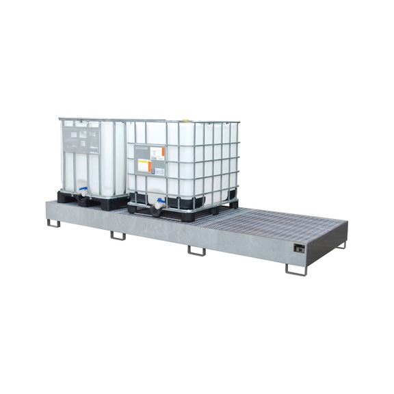 BAUER S&Uuml;DLOHN Cubeta colectora de acero para 3x IBC LxAnxAlt 3850 x 1300 x 340 mm, galv. - Bandeja colectora para contendedores IBC