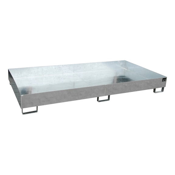 BAUER S&Uuml;DLOHN K&aacute;rm.t&aacute;lca r&aacute;csrost&eacute;ly n&eacute;lk&uuml;l HxSz&eacute;xM 2650x1300x300 mm, gyűjtőt&eacute;rf. 540 l, horg. - K&aacute;rmentő t&aacute;lca polcrendszerhez
