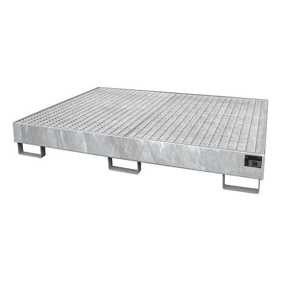 BAUER S&Uuml;DLOHN Plateau &eacute;tag&egrave;re ac caillebotis LxlxH 1750x1300x250 mm, vol. r&eacute;cup 240 l, zi - Bac de r&eacute;cup&eacute;ration pour syst&egrave;mes d'&eacute;tag&egrave;res avec caillebotis
