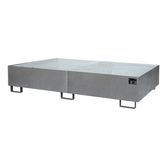 BAUER S&Uuml;DLOHN Odkl&aacute;dac&iacute; vana s&nbsp;roštem, DxŠxV 2650x1300x300 mm, objem 540&nbsp;l, pozinkovan&aacute; - Sběrn&aacute; n&aacute;doba pro policov&eacute; uskladňovac&iacute; syst&eacute;my s roštem