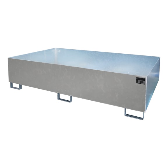 BAUER S&Uuml;DLOHN Band. estan. sin rej. LxAnxAlt 2150 x 1300 x 505 mm, vol. reco. 1000 l, galv. - Cubeta colectora para sistema de estantes