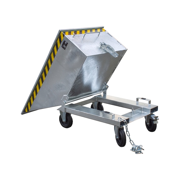 BAUER S&Uuml;DLOHN Zinc plated low tipping skip 400 l, LxWxH 1,390 x 840 x 610 mm - Dumper body, with floor-level emptying option