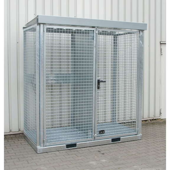 BAUER S&Uuml;DLOHN Gas bottle container 2,115x1,570x2,260 mm with grating floor - Gas bottle container with roof and base