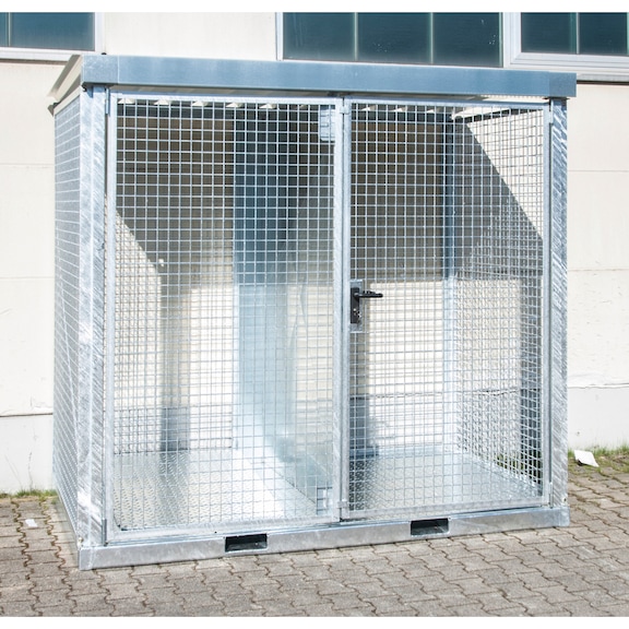 BAUER S&Uuml;DLOHN BAUER gasflescontainer 2535x1575x2260 mm met traanplaatvloer - Gasflessencontainer met dak en bodem